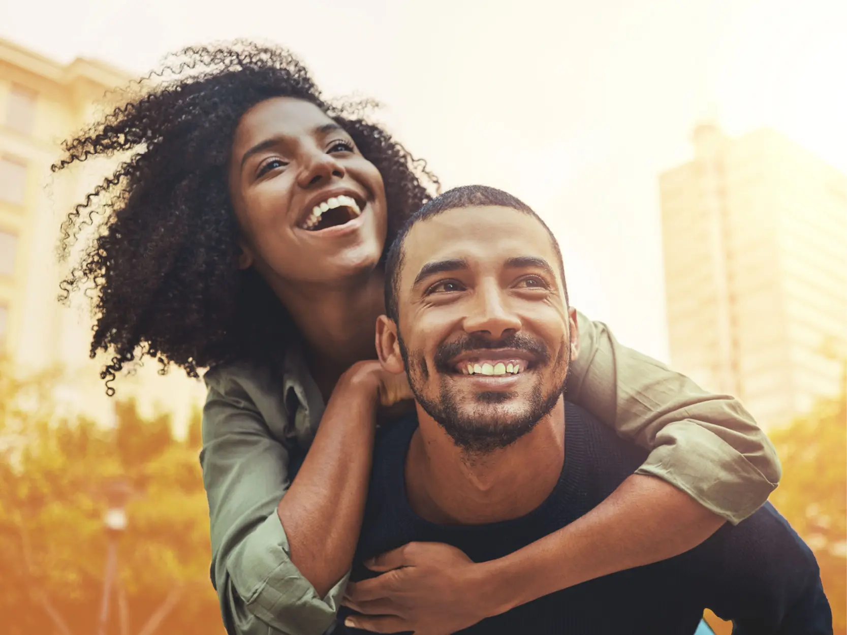 Happy couple in an urban setting